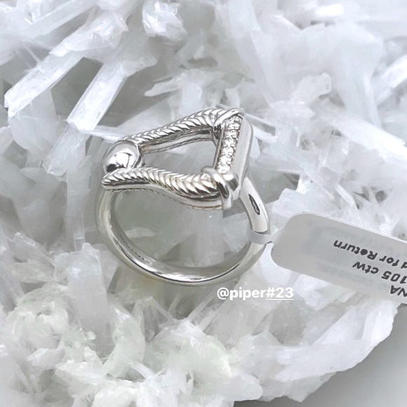 NWT Judith Ripka Vienna Diamond Sterling Silver Stirrup Ring-size 8 - Picture 4 of 11